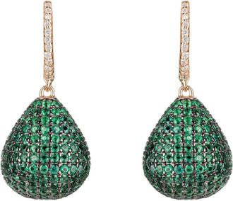Latelita London Valerie Pear Drop Gemstone Earring Rosegold Emerald Green