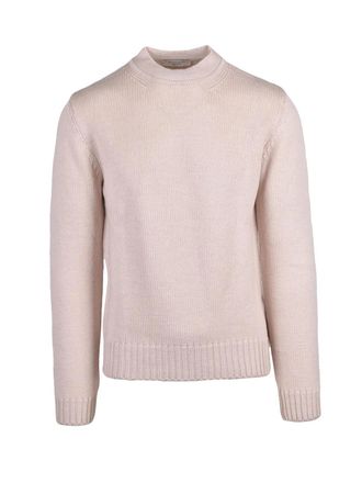 Wool & Co Merino Wool Crew Neck Sweater With Ribbed Cuffs And Hem