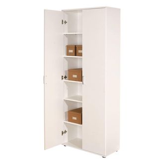 Dmora Dmora - Armoire 2 Portes Avec &Eacute;tag&egrave;res, Couleur Blanche, 70x34x189h