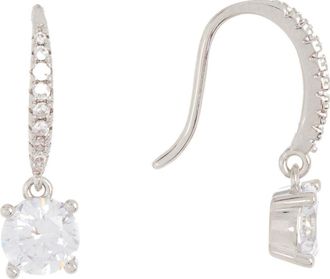 Nordstrom Rack Delicate Round Euro Drop Earrings in Clear- Silver at Nordstrom Rack