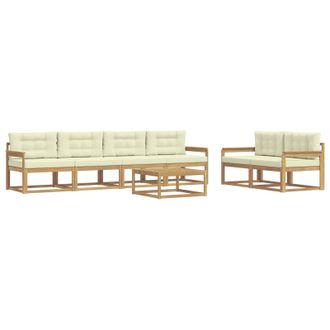 vidaXL Conjunto De Sof&aacute;s De Exterior Con Coj&iacute;n 6 Pcs Blanco Y Crema Vidaxl