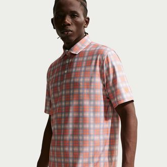 Nike Mens Tailored Performance Tartan Dri-FIT Golf Polo in Orange | II0788-835