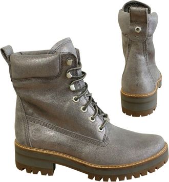 Timberland 6 Inch Courmayeur Valley Hiking Grey Leather Womens Boots A1MFR B50E Leather (archived) - Size UK 8