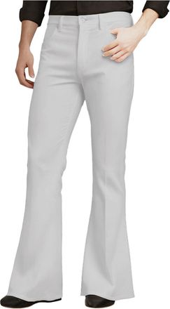 Generic Mens Flared Pants Trousers Mens Stretch Casual Classic Retro Slim Flare Trousers Vintage Bell Bottom Men 60s 70s Flared Pants with Pockets for Theme P