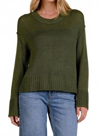 Elan Open Knit Sweater In Olive