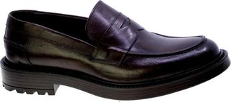 Exton Geborsteld leren penny mocassin schoenen - Heren - Loafers - Bruin - 43 EU - Leer - Schoenen