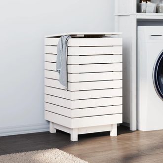 vidaXL Vidaxl - Cesto Para La Ropa Sucia Madera Maciza Pino Blanco 44x44x76 Cm