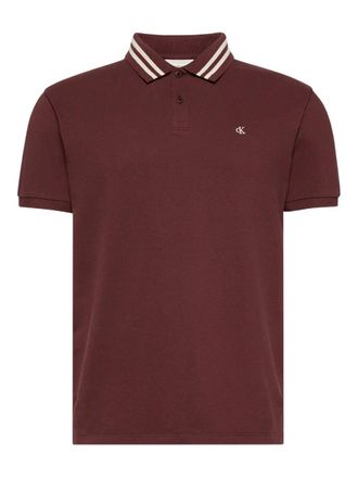 Calvin Klein striped-collar polo shirt - men - Cotton - M - Red