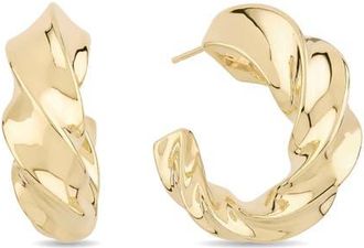 Lana Jewelry 14K Gold Wide Twisted Hollow Hoop Earrings in Yellow Gold at Nordstrom