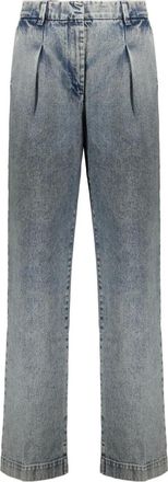 Moorer Dames, Broeken, Blauw, Maat: XS Katoen