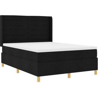 vidaXL Cama Tipo Box Spring Con Colch&oacute;n Negro 140 X 200 Cm Tela Vidaxl