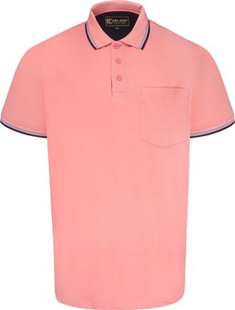 KAM Kingsize Big Size Mens Tipped Polo Shirt Top Short Sleeve Chest Pocket Contrast Trim Pink 6XL (5400C)