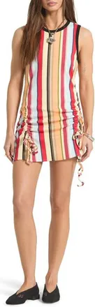 Brixton Cinched Rib Tank Minidress in Peach Cobbler Multi Stripe at Nordstrom, Size X-Large