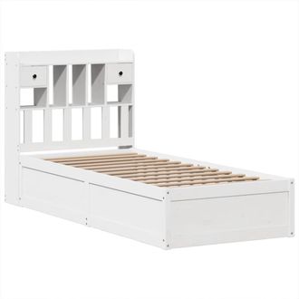 Berkfield Home Beautiful Bed Frame Frame White 75x190 cm Small Single Solid Wood Pine