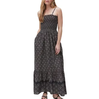Michael Stars Womens Alejandra Smocked Maxi Dress In Black Combo