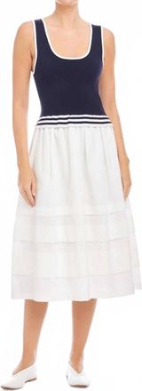 Fifteen Twenty Thea Contrast Dress In Navy With White