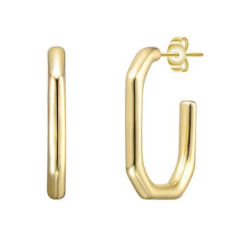 Rachel Glauber Hexagonal Open Hoop Earrings