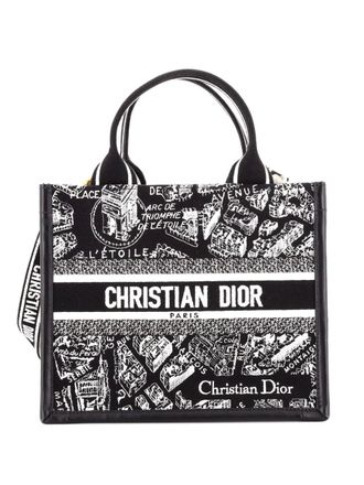 Dior Book with Strap Embroidered Canvas Small tote bag - women - Canvas - One Size - Black