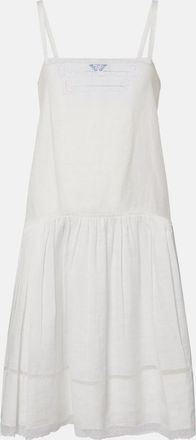 Prada Lace-trimmed linen minidress