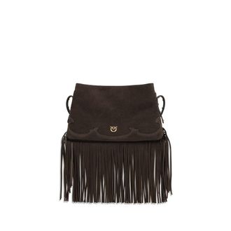 Pinko Brown Calf Leather Bos Taurus Shoulder Womens Bag