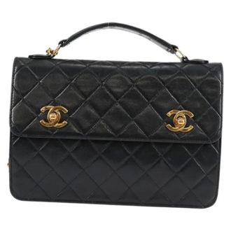 Chanel Pre-owned Leather chanel-bags - Dames - Pre-owned - Zwart - Maat: ONE Size Leer