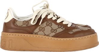 Gucci Pre-owned Womens GG trainer Sneakers in Brown Canvas and Leather - Mocha - Size 35.5 EU/IT