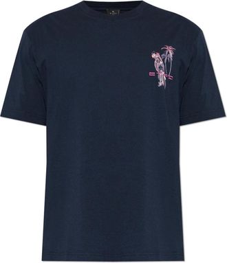 Etro Logo T-shirt - Heren - T-shirts - Blauw - L - Katoen - Tops