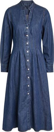 Veronica Beard Arcadia Pintuck Denim Midi Dress - Blue - 12 (UK16 / XL)