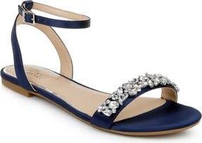 Badgley Mischka Ohara Ankle Strap Sandal in Navy Satin at Nordstrom Rack, Size 6.5