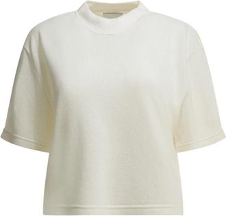 SA SU PHI Cashmere Cropped T-Shirt - Dames - Cashmere truien - Wit - S - Kasjmier - Truien & Vesten