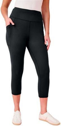 Roaman's Soft Sculpt Side Pocket Capri Legging in Black at Nordstrom, Size 44