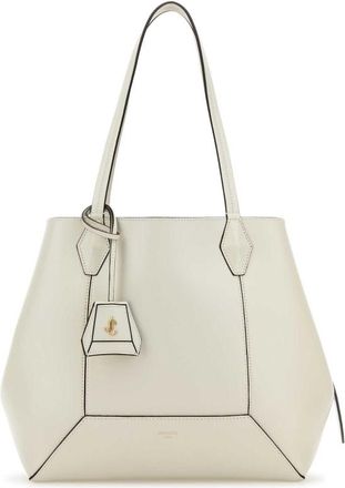 Jimmy Choo London White Leather Diamond Shopping Bag
