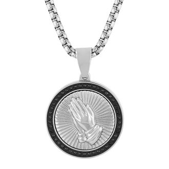 Robert Alton 1/4CTW Black Diamond Stainless Steel with Black Finish Medallion Pendant