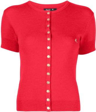 agn&egrave;s b. buttoned-down T-shirt - women - Cotton - 1 - Red