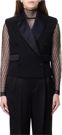 Dolce & Gabbana Waistcoats, female, Black, XS, Black Satin Lapel Vest