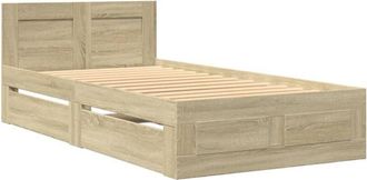vidaXL Cama con cabecero madera de ingeniería roble Sonoma 100x200 cm Vidaxl