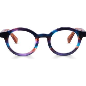 Eyebobs TV Party 41mm Round Blue Light Blocking Glasses in Purple /Orange Multi at Nordstrom, Size +0.00