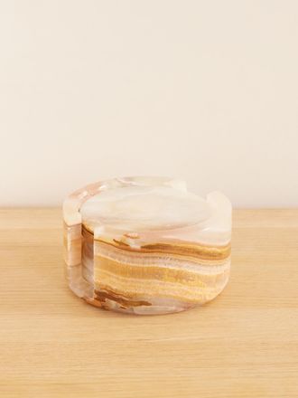 JiaJia Set Di Tre Sottobicchieri In Onice - Marrone