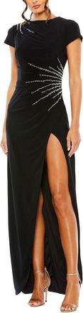 Mac Duggal Slit Gown With Side Beaded Detail
