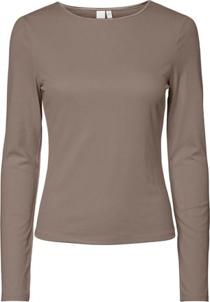 Y.A.S Langarmshirt Y.A.S YASPALOMA LS TOP NOOS, Damen, Gr. XL, grau (taupe gray), Jersey, Obermaterial: 67% Viskose, 30% Polyester, 3% Elasthan, unifarben, 