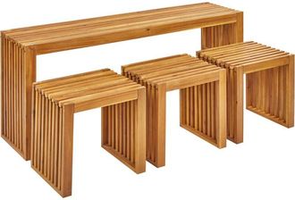 Beliani Set da pranzo da giardino 4 pezzi Sgabelli da tavolo per interni esterni 3 posti in legno di acacia Bellano