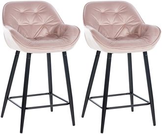 Clp Clp - Set De 2 Taburetes De Bar Gibson 76 De Terciopelo Rosado