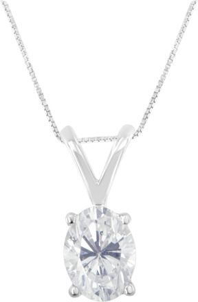 House of Brilliance IGI Certified 10K White Gold 3/8 cttw Prong Set Diamond Oval Pendant Necklace