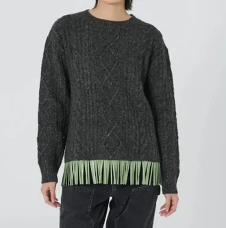 Lingua Franca Bianca Crew Sweater In Charcoal
