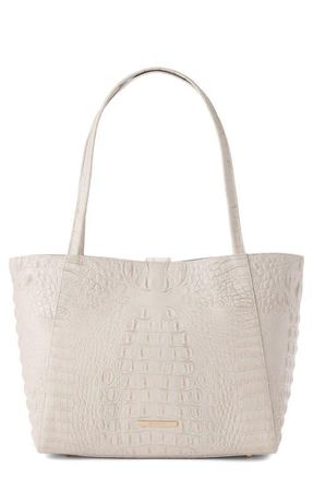 Brahmin Mona Croc Embossed Leather Tote in Ivory at Nordstrom
