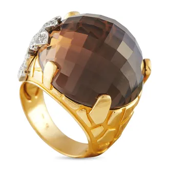 Carrera y Carrera Giraffe 18K Yellow Gold Smokey Quartz Ring CC09-060326