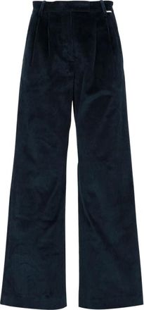 Roy Rogers Blauwe Fluwelen Broek Geribbeld Patroon - Dames - Wijde Broeken - Blauw - W26 - Katoen - Broeken