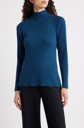 Eileen Fisher Rib Turtleneck Wool Sweater in Atlantis at Nordstrom Rack, Size X-Large