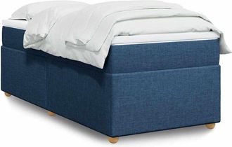 vidaXL Cama Box Spring Con Colch&oacute;n Tela Azul 100x200 Cm Vidaxl