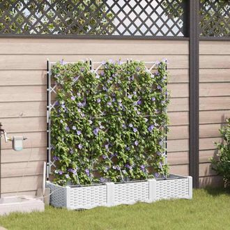 Berkfield Home Garden Planters with Water Irrigation System 3 pcs White